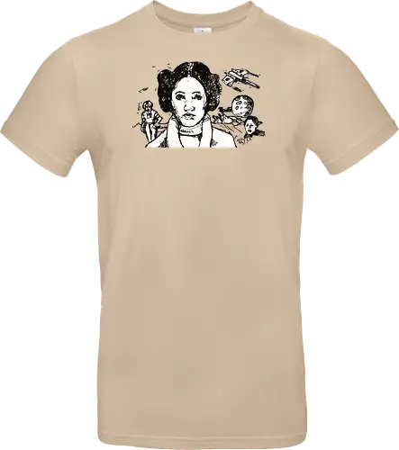 Galactic Echoes Sci-Fi Graphic  - May the Fourth, graphic tee, artistic tee, indie ästhetik, boho vibe, Space Opera, prinzessin lea, streetwear graphic, artsy shirt, linocut art, Holzschnitt, handmade aesthetic, urban wear, illustration - Standard T-Shirt