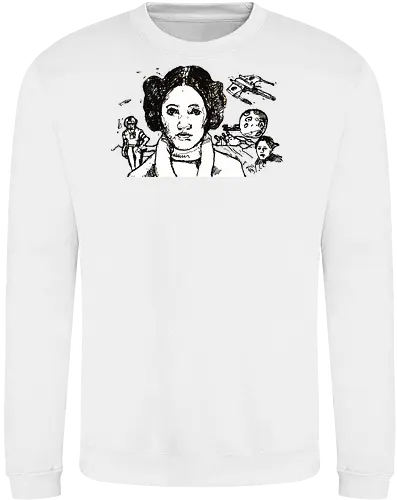 Galactic Echoes Sci-Fi Graphic  - May the Fourth, graphic tee, artistic tee, indie ästhetik, boho vibe, Space Opera, prinzessin lea, streetwear graphic, artsy shirt, linocut art, Holzschnitt, handmade aesthetic, urban wear, illustration - Sweatshirt