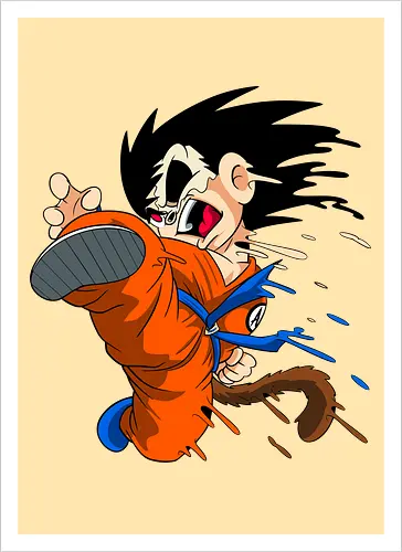 Freaky Oranger Krieger Horror - Underground Anime Affenschwanz Kunst - oranger Krieger Anime Horror, freaky oranges Gi Skelett, halber Schädel Anime, schmelzender Affenschwanz Horror, Underground Anime Horror Kunst, Saiyajin Zombie Krieger, Anime Horror Geek Druck, fliegender Tritt Skelett Anime, Goku, Horror, DBZ, Dragon, rote Augen Anime Horror, alternative dunkle Anime Kunst, japanischer Anime Cartoon Horror, urbaner Anime Geek Druck, schmelzendes Anime Skelett, Pop Art Horror Anime, Anime Krieger Horror Charakter - Kunstdruck