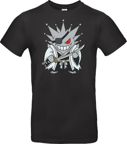 Phantom Captain: The Demon Swordsman - Gengar crossover shirt, Bleach anime graphic tee, Kenpachi cosplay apparel, ghost monster streetwear, anime swordsman clothing, retro gaming mashup design, shonen manga fashion, Japanese samurai ghost, edgy otaku aesthetic tee, nostalgic pop culture merch - Standard T-Shirt
