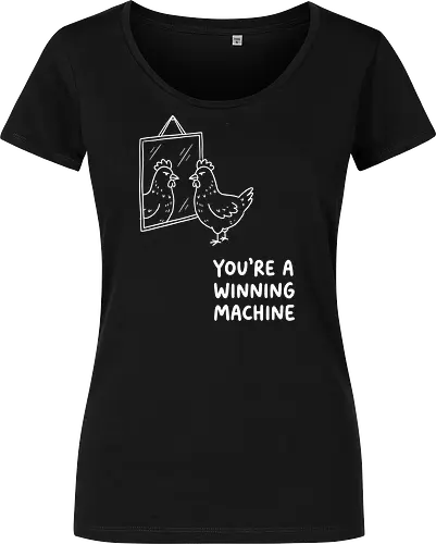 Morning Pep Talk: The Winning Machine - funny chicken shirt, winning machine graphic tee, sarcastic motivational apparel, morning pep talk clothing, ironic animal meme streetwear, minimalist line art design, quirky aesthetic fashion, funny bird merch, unhinged confidence tee, relatable mood graphic - Damen T-Shirt