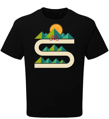Bike Geometric Landscape - mtb, riding, summer, travel, bike, bicycle, biker, biking, cycle, cycling, cyclist, enjoy life, geometric, landscape, mountain bike - Oversize T-Shirt