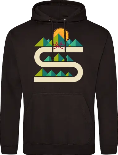 Bike Geometric Landscape - mtb, riding, summer, travel, bike, bicycle, biker, biking, cycle, cycling, cyclist, enjoy life, geometric, landscape, mountain bike - Standard Hoodie