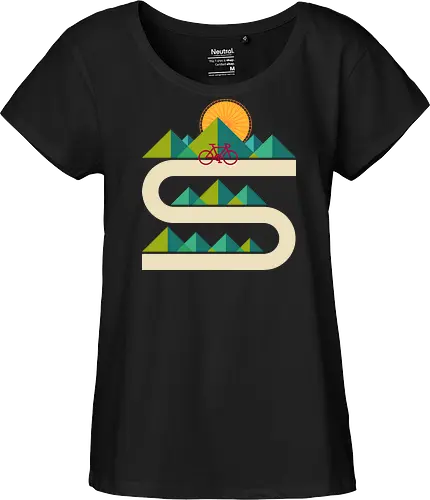 Bike Geometric Landscape - mtb, riding, summer, travel, bike, bicycle, biker, biking, cycle, cycling, cyclist, enjoy life, geometric, landscape, mountain bike - Fairtrade Girl Shirt