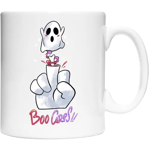 finger of fright  - halloween, pumpkin, scary, creepy, comedy, horror, boo, funny, ghost, trickortreat, cute, beautiful, spooky, happy, ghost, colorful - Keramiktasse