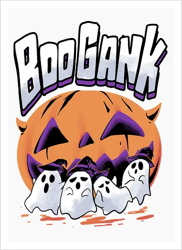 boo gank - halloween, pumpkin, scary, creepy, comedy, horror, boo, funny, ghost, trickortreat, cute, beautiful, spooky, happy, ghost, colorful - Kunstdruck