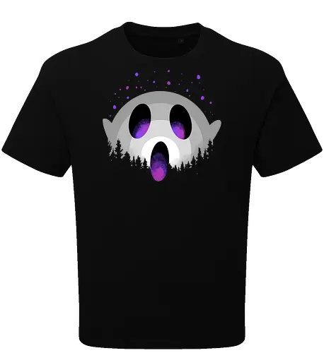 midnight boo - halloween, pumpkin, scary, creepy, comedy, horror, boo, funny, ghost, trickortreat, cute, beautiful, spooky, happy, ghost, colorful - Oversize T-Shirt