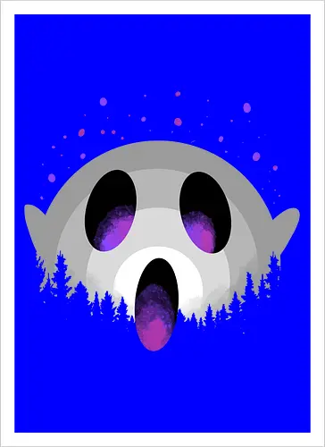 midnight boo - halloween, pumpkin, scary, creepy, comedy, horror, boo, funny, ghost, trickortreat, cute, beautiful, spooky, happy, ghost, colorful - Kunstdruck
