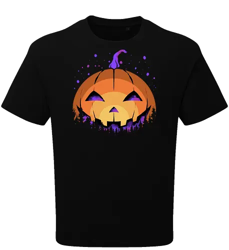 midnight hallow - halloween, pumpkin, scary, creepy, comedy, horror, boo, funny, ghost, trickortreat, cute, beautiful, spooky, happy, ghost, colorful - Oversize T-Shirt