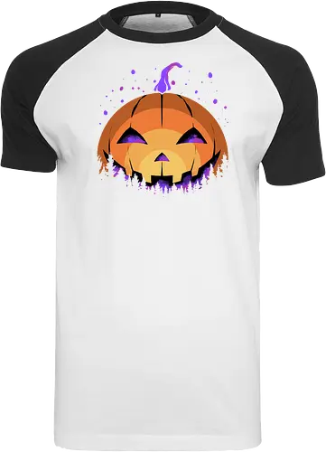 midnight hallow - halloween, pumpkin, scary, creepy, comedy, horror, boo, funny, ghost, trickortreat, cute, beautiful, spooky, happy, ghost, colorful - Raglan T-Shirt