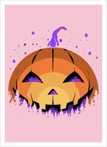 midnight hallow - halloween, pumpkin, scary, creepy, comedy, horror, boo, funny, ghost, trickortreat, cute, beautiful, spooky, happy, ghost, colorful - Kunstdruck