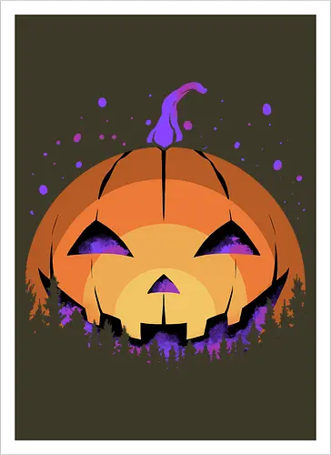 midnight hallow - halloween, pumpkin, scary, creepy, comedy, horror, boo, funny, ghost, trickortreat, cute, beautiful, spooky, happy, ghost, colorful - Kunstdruck