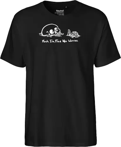 Drowning in Denial: I'm Fine Skull - im fine skull shirt, funny sarcastic graphic tee, sinking skeleton apparel, dark humor streetwear, relatable burnout clothing, edgy aesthetic fashion, thumbs up skull design, minimalist gothic merch, alternative grunge shirt, self deprecating meme graphic - Fairtrade T-Shirt