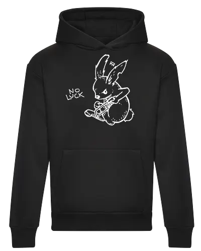 No Luck: The Unlucky Charm - funny dark humor shirt, edgy rabbit graphic tee, no luck apparel, unlucky charm streetwear, punk aesthetic clothing, grunge bunny design, macabre animal shirt, ironic quote tee, alternative goth merch, creepy bunny illustration - Heavyweight Hoodie