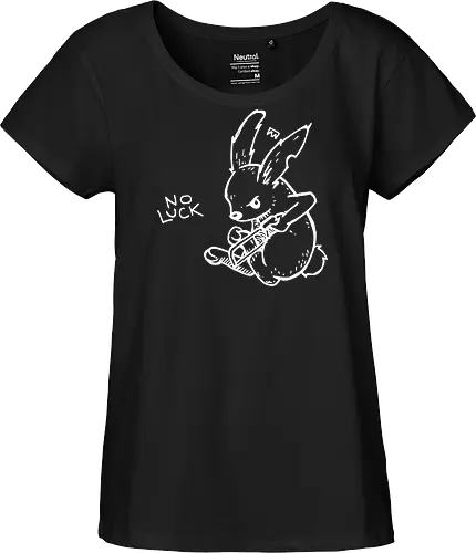 No Luck: The Unlucky Charm - funny dark humor shirt, edgy rabbit graphic tee, no luck apparel, unlucky charm streetwear, punk aesthetic clothing, grunge bunny design, macabre animal shirt, ironic quote tee, alternative goth merch, creepy bunny illustration - Fairtrade Girl Shirt