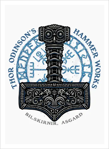 Hammer Works in Asgard - Movie, film, superhero, comics, comic, character, action, sci-fi, science fiction - Kunstdruck