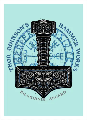 Hammer Works in Asgard - Movie, film, superhero, comics, comic, character, action, sci-fi, science fiction - Kunstdruck