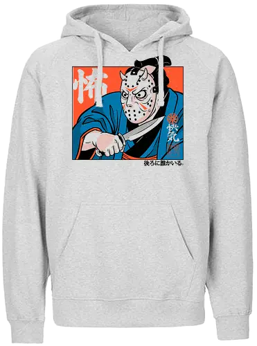 Masked Ronin - ronin, samurai, japanese, japan, horror, slasher, mask, oni, demon, warrior, katana, creepy, dark, gothic, cinema, movie, spooky, monster, geek, illustration - Fairtrade Hoodie