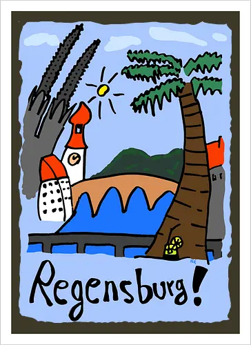 Regensburg - Regensburg, Stadt, Donau - Kunstdruck