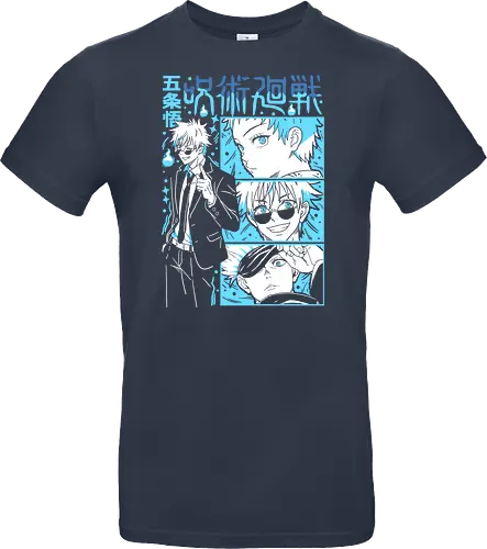 Gojo Satoru Infinity Comic Splash JJK - cyan blue aesthetic, strongest sorcerer, anime birthday present, jujutsu kaisen otaku, weeb shirt, gojo satoru, jjk gojo, comic panel style - Standard T-Shirt