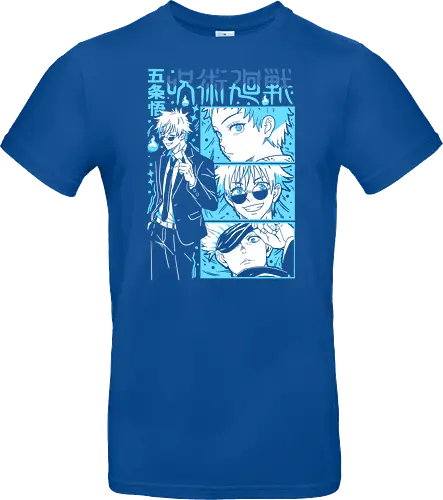 Gojo Satoru Infinity Comic Splash JJK - cyan blue aesthetic, strongest sorcerer, anime birthday present, jujutsu kaisen otaku, weeb shirt, gojo satoru, jjk gojo, comic panel style - Standard T-Shirt