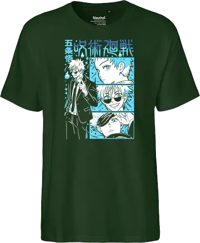 Gojo Satoru Infinity Comic Splash JJK - cyan blue aesthetic, strongest sorcerer, anime birthday present, jujutsu kaisen otaku, weeb shirt, gojo satoru, jjk gojo, comic panel style - Fairtrade T-Shirt