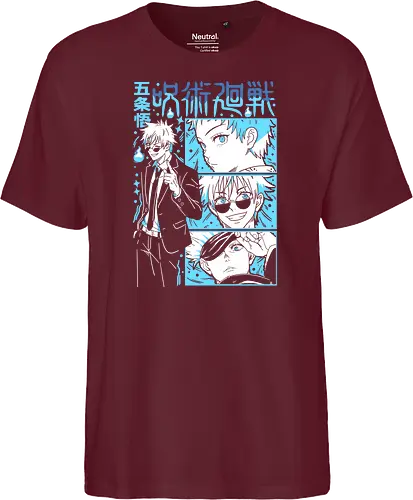 Gojo Satoru Infinity Comic Splash JJK - cyan blue aesthetic, strongest sorcerer, anime birthday present, jujutsu kaisen otaku, weeb shirt, gojo satoru, jjk gojo, comic panel style - Fairtrade T-Shirt