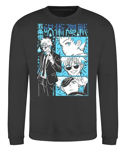 Gojo Satoru Infinity Comic Splash JJK - cyan blue aesthetic, strongest sorcerer, anime birthday present, jujutsu kaisen otaku, weeb shirt, gojo satoru, jjk gojo, comic panel style - Sweatshirt