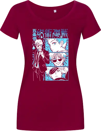 Gojo Satoru Infinity Comic Splash JJK - cyan blue aesthetic, strongest sorcerer, anime birthday present, jujutsu kaisen otaku, weeb shirt, gojo satoru, jjk gojo, comic panel style - Damen T-Shirt