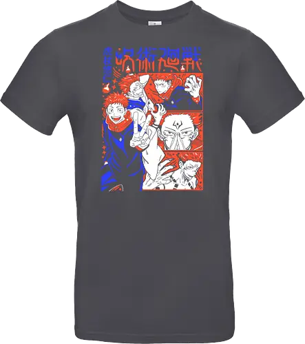 Itadori Squad Full Throttle JJK - yuji itadori, jjk group, dynamic pose, red orange palette, shonen action, anime fan gift, jujutsu kaisen squad, manga energy - Standard T-Shirt