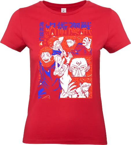 Itadori Squad Full Throttle JJK - yuji itadori, jjk group, dynamic pose, red orange palette, shonen action, anime fan gift, jujutsu kaisen squad, manga energy - Standard T-Shirt (Frauen)