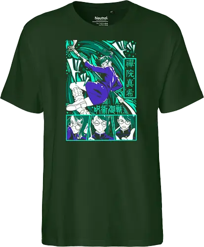 Maki Zen in Cursed Realm JJK - shonen warrior, maki zenin, jjk maki, green teal art, strong female character, anime girl power, jujutsu kaisen fan, otaku gift - Fairtrade T-Shirt