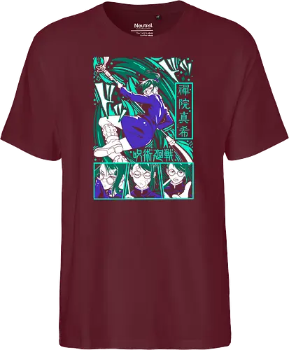 Maki Zen in Cursed Realm JJK - shonen warrior, maki zenin, jjk maki, green teal art, strong female character, anime girl power, jujutsu kaisen fan, otaku gift - Fairtrade T-Shirt