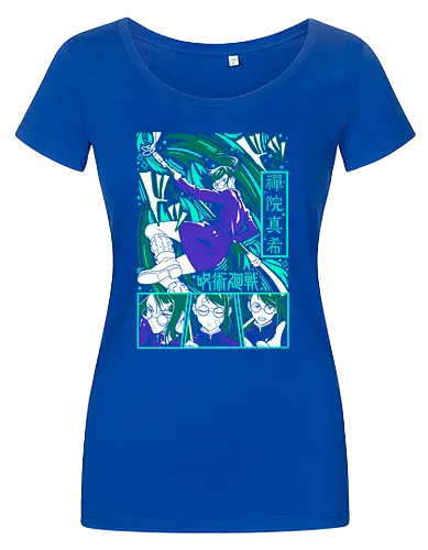 Maki Zen in Cursed Realm JJK - shonen warrior, maki zenin, jjk maki, green teal art, strong female character, anime girl power, jujutsu kaisen fan, otaku gift - Damen T-Shirt