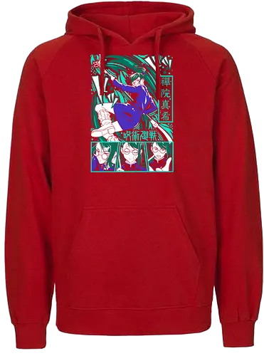 Maki Zen in Cursed Realm JJK - shonen warrior, maki zenin, jjk maki, green teal art, strong female character, anime girl power, jujutsu kaisen fan, otaku gift - Fairtrade Hoodie