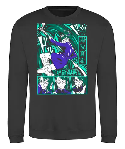 Maki Zen in Cursed Realm JJK - shonen warrior, maki zenin, jjk maki, green teal art, strong female character, anime girl power, jujutsu kaisen fan, otaku gift - Sweatshirt