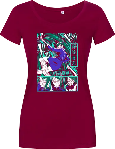 Maki Zen in Cursed Realm JJK - shonen warrior, maki zenin, jjk maki, green teal art, strong female character, anime girl power, jujutsu kaisen fan, otaku gift - Damen T-Shirt