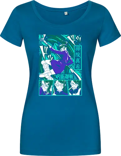 Maki Zen in Cursed Realm JJK - shonen warrior, maki zenin, jjk maki, green teal art, strong female character, anime girl power, jujutsu kaisen fan, otaku gift - Damen T-Shirt