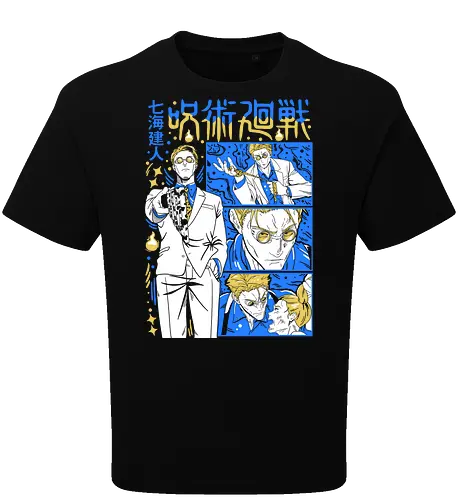 Nanami Kento Steady Resolve JJK - nanami kento, jjk nanami, suit style sorcerer, gold yellow tone, calm and powerful, anime gift for him, jujutsu kaisen fan art, otaku apparel - Oversize T-Shirt