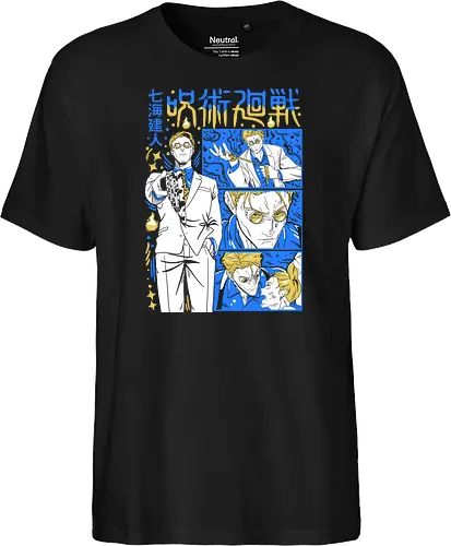 Nanami Kento Steady Resolve JJK - nanami kento, jjk nanami, suit style sorcerer, gold yellow tone, calm and powerful, anime gift for him, jujutsu kaisen fan art, otaku apparel - Fairtrade T-Shirt