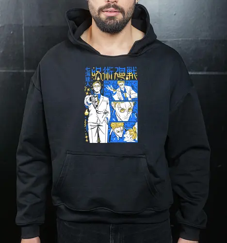 Nanami Kento Steady Resolve JJK - nanami kento, jjk nanami, suit style sorcerer, gold yellow tone, calm and powerful, anime gift for him, jujutsu kaisen fan art, otaku apparel - Cropped Hoodie