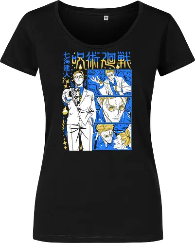 Nanami Kento Steady Resolve JJK - nanami kento, jjk nanami, suit style sorcerer, gold yellow tone, calm and powerful, anime gift for him, jujutsu kaisen fan art, otaku apparel - Damen T-Shirt