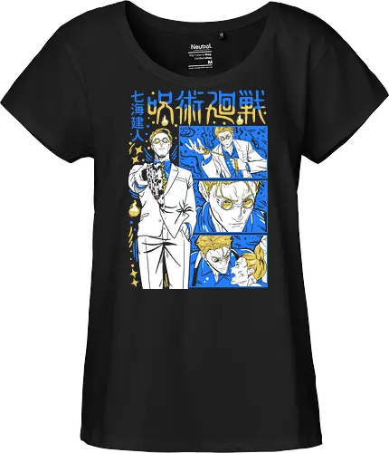 Nanami Kento Steady Resolve JJK - nanami kento, jjk nanami, suit style sorcerer, gold yellow tone, calm and powerful, anime gift for him, jujutsu kaisen fan art, otaku apparel - Fairtrade Girl Shirt