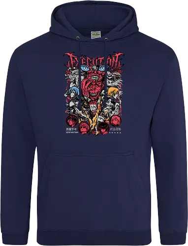 Jujutsu Execution Cursed Chaos Poster - anime gift poster, Jujutsu, execution arc, horror anime art, multi character poster, cursed chaos energy, dark fantasy anime, otaku collector print - Standard Hoodie