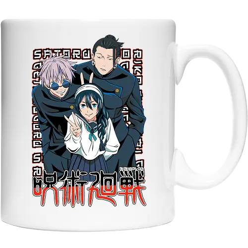 Gojo Group Satoru JJK Squad Goals - gojo satoru, jjk cast, group design, blue black palette, jujutsu kaisen squad, anime fan gift set, otaku crew shirt, shonen group art - Keramiktasse