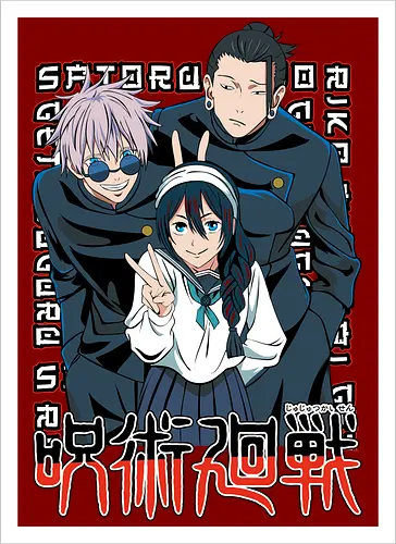 Gojo Group Satoru JJK Squad Goals - gojo satoru, jjk cast, group design, blue black palette, jujutsu kaisen squad, anime fan gift set, otaku crew shirt, shonen group art - Kunstdruck