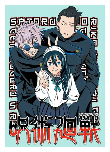 Gojo Group Satoru JJK Squad Goals - gojo satoru, jjk cast, group design, blue black palette, jujutsu kaisen squad, anime fan gift set, otaku crew shirt, shonen group art - Kunstdruck