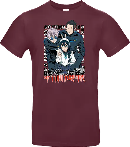 Gojo Group Satoru JJK Squad Goals - gojo satoru, jjk cast, group design, blue black palette, jujutsu kaisen squad, anime fan gift set, otaku crew shirt, shonen group art - Standard T-Shirt