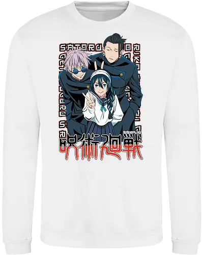 Gojo Group Satoru JJK Squad Goals - gojo satoru, jjk cast, group design, blue black palette, jujutsu kaisen squad, anime fan gift set, otaku crew shirt, shonen group art - Sweatshirt