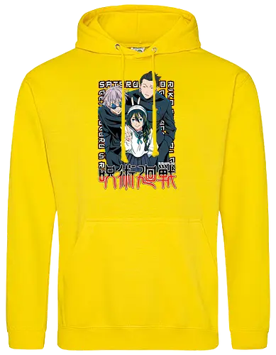 Gojo Group Satoru JJK Squad Goals - gojo satoru, jjk cast, group design, blue black palette, jujutsu kaisen squad, anime fan gift set, otaku crew shirt, shonen group art - Standard Hoodie